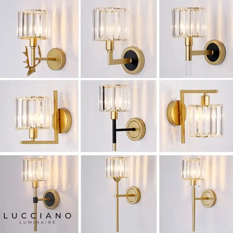 Chic crystal wall sconce for living room.