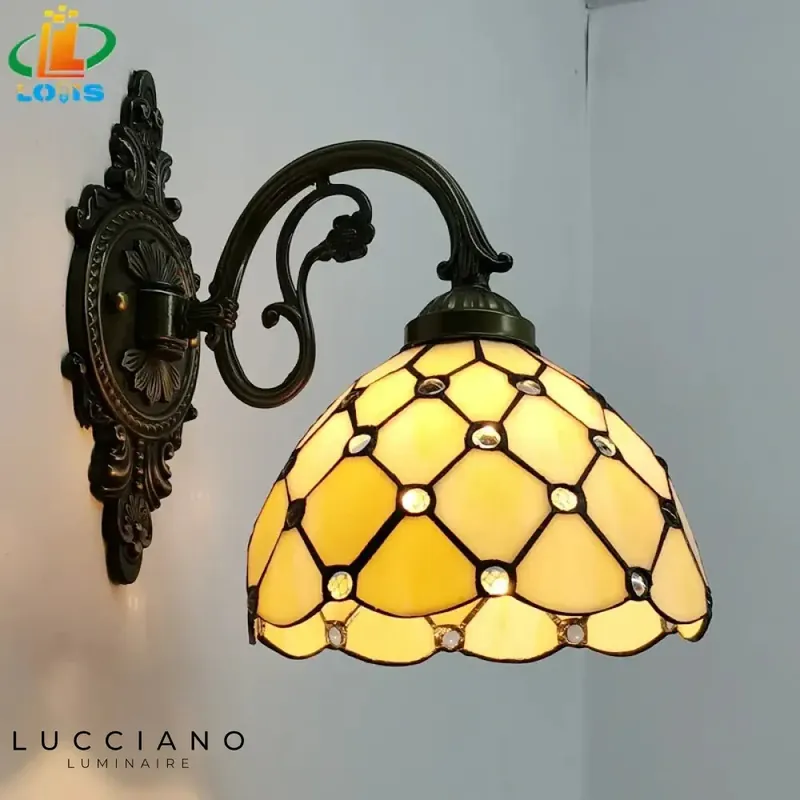 Classic elegant luminous stained glass wall light