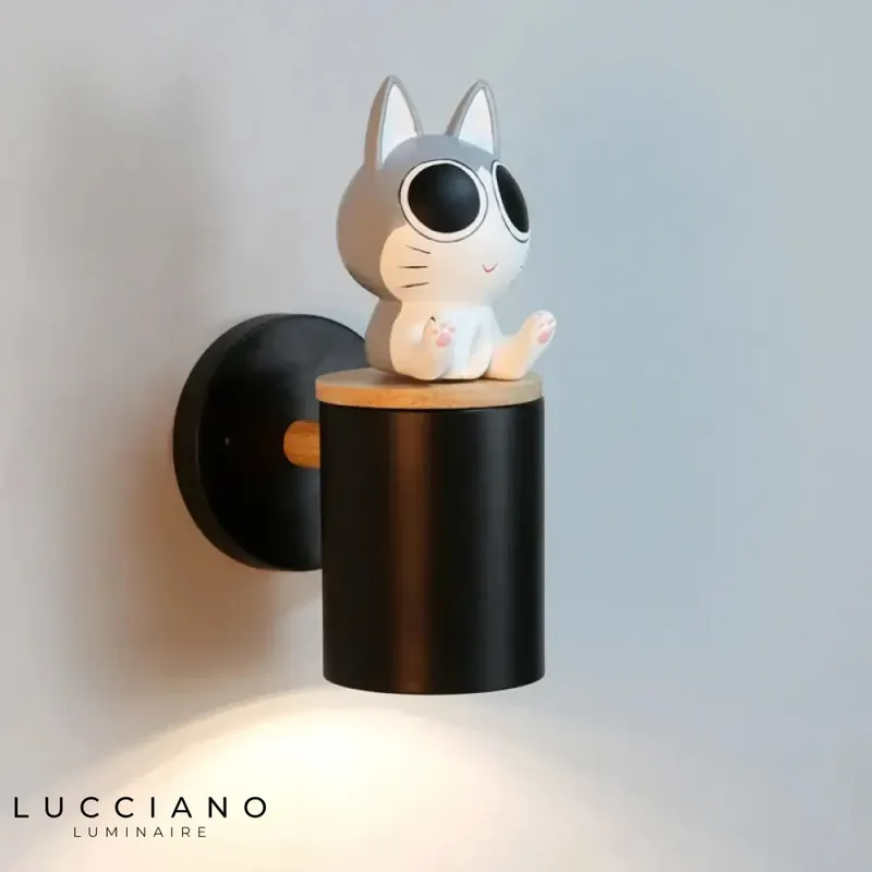 Cute cat adorable bedroom wall light.