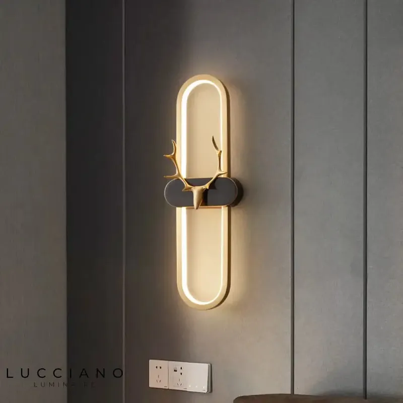 Copper stag head wall light Scandinavian design