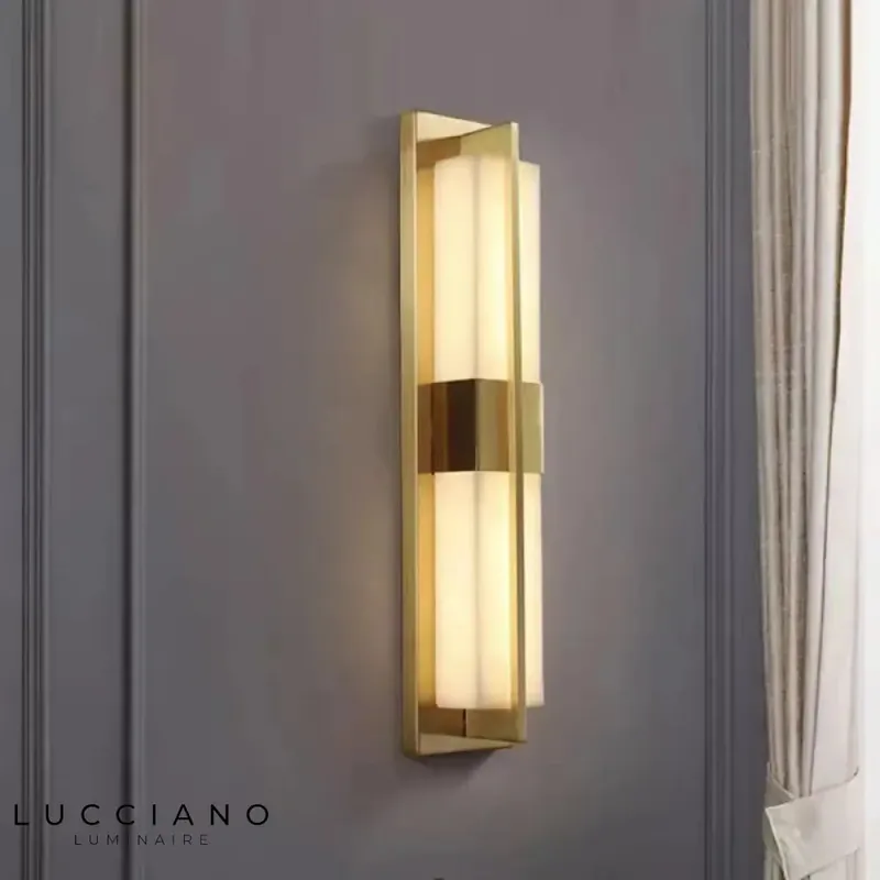 Contemporary chic natural marble wall lamp.