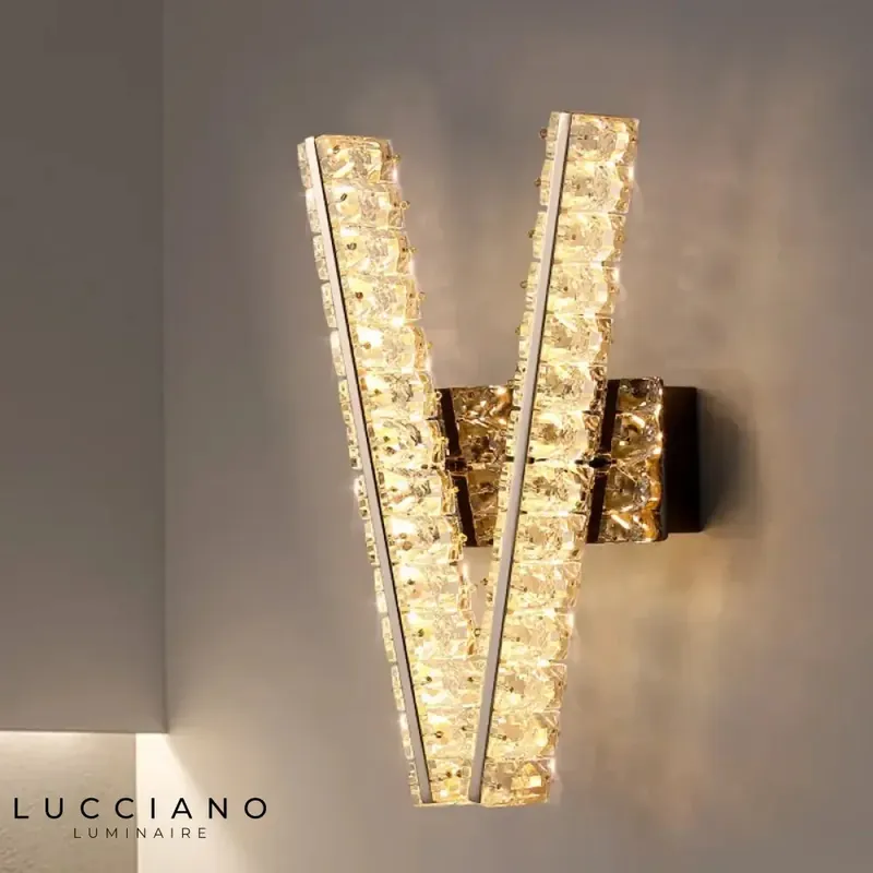 Contemporary sleek design crystal wall light