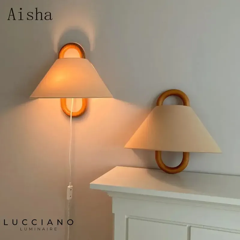 Wooden wall lamp, elegant vintage accent.
