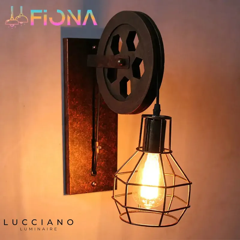 Vintage industrial retro metal wall light.