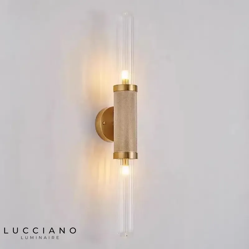 Art Deco wall sconce: chic golden light fixture.