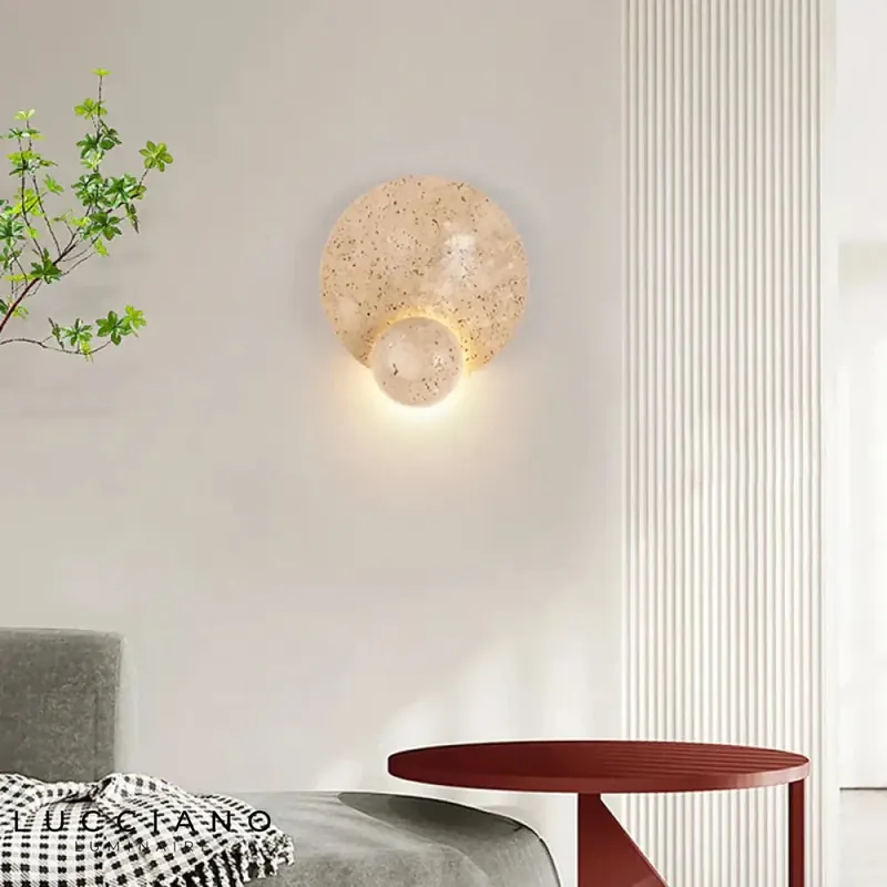 Stylish elegant round stone LED wall light.