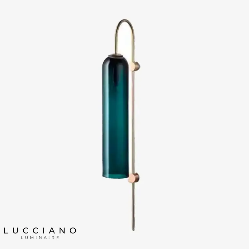 Designer glass tube wall light with gold base Wall elegance