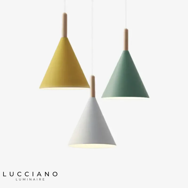 Conical Metal Wood Bar Pendant