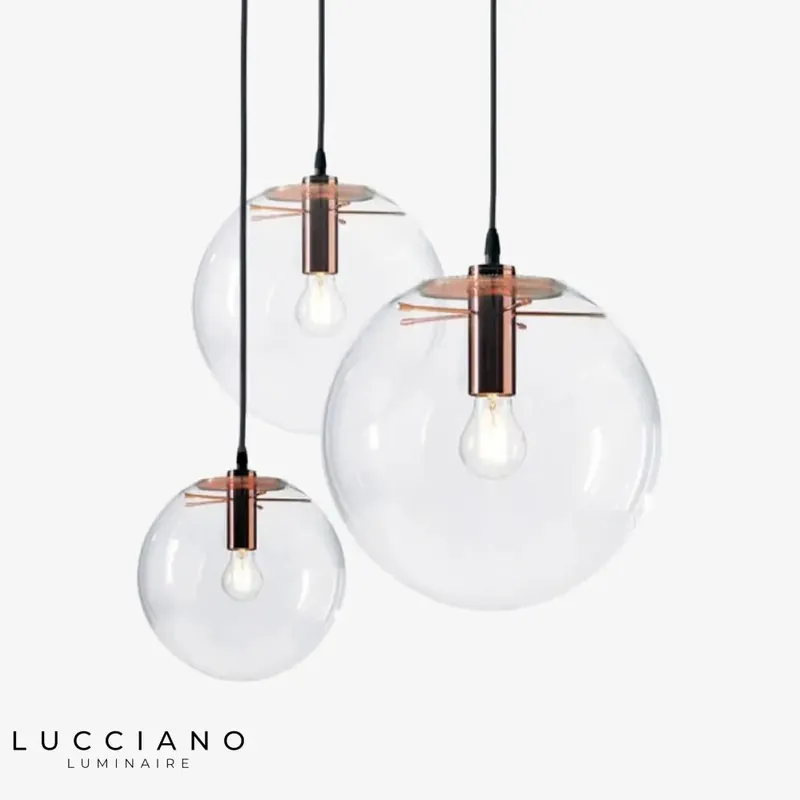 Pink\\/black glass globe LED pendant light