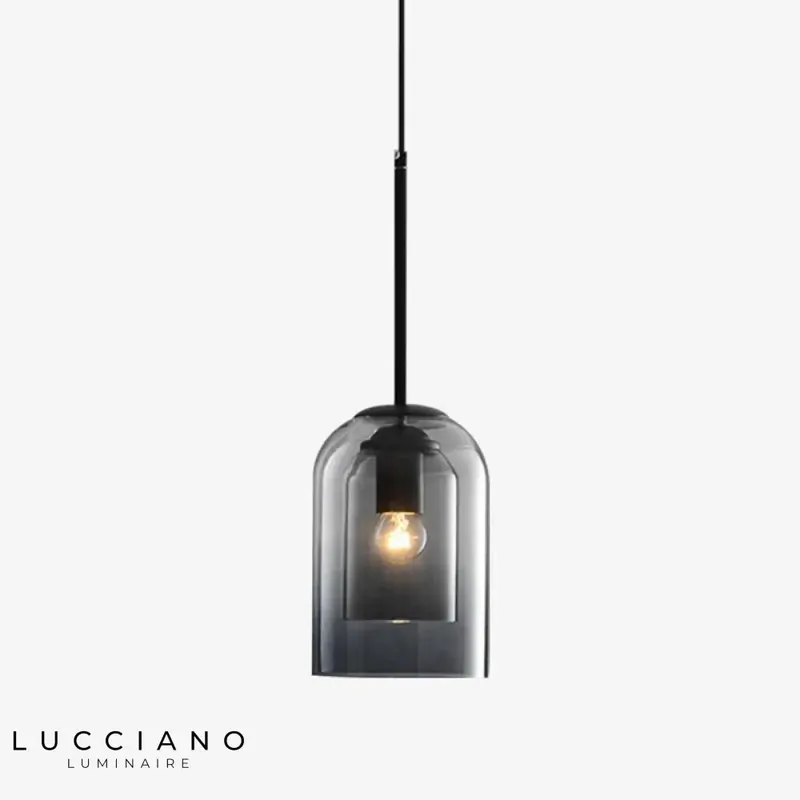 Smoked glass double tube pendant light