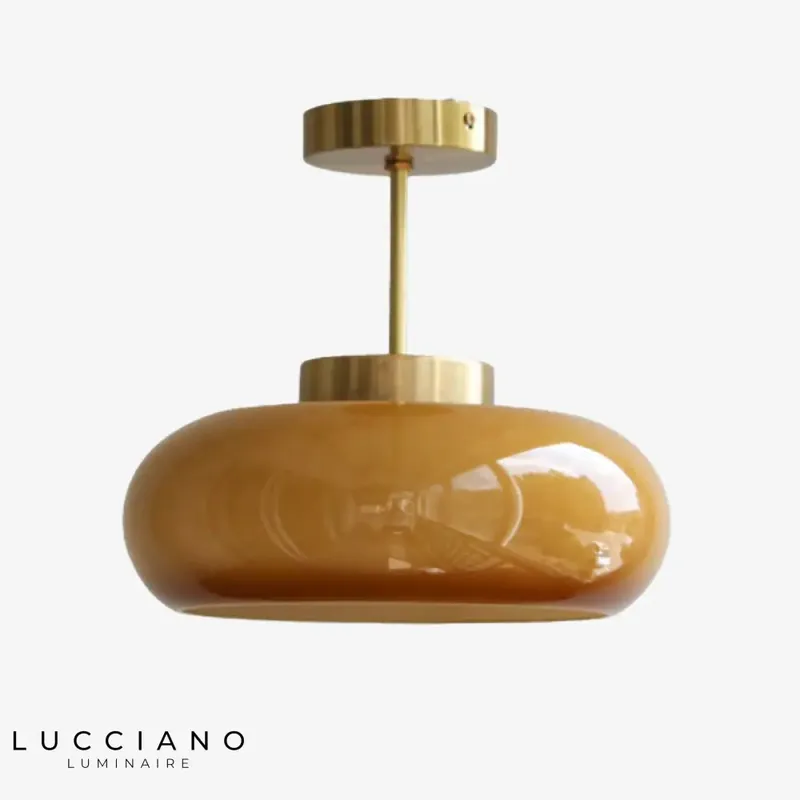 Vintage ceiling light with geometric glass shade