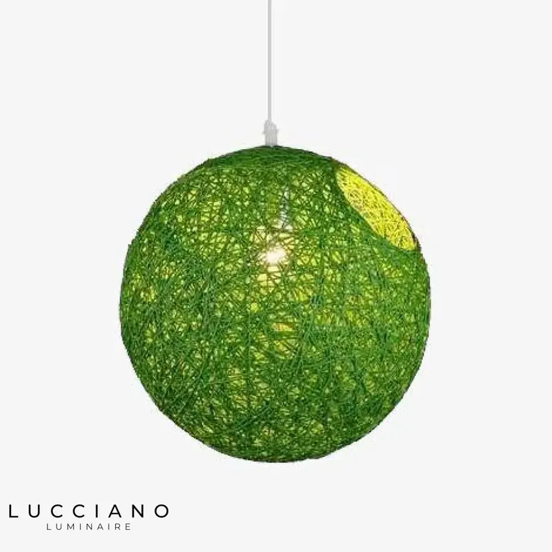 Wicker Fabric Ball Pendant Light
