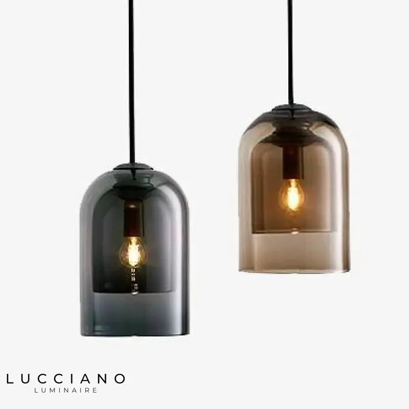 Rounded smoked glass tube pendant light