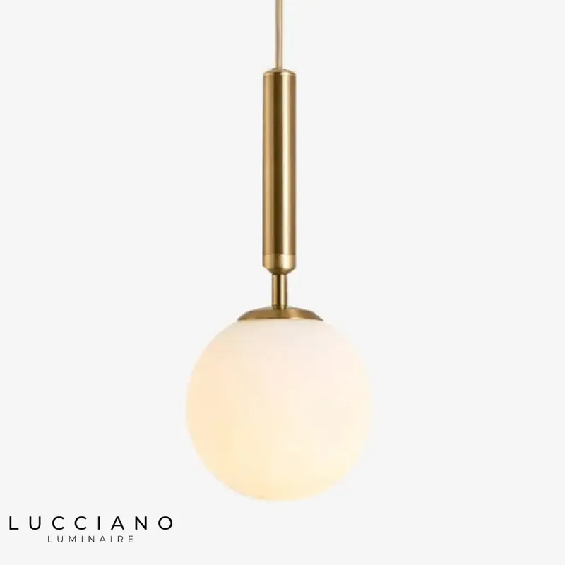 Gold suspension light with glass globe