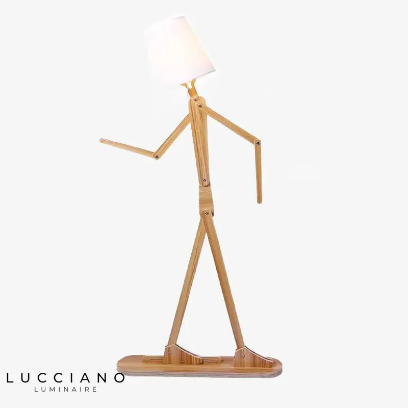 Japanese-style wooden stick figure floor lamp