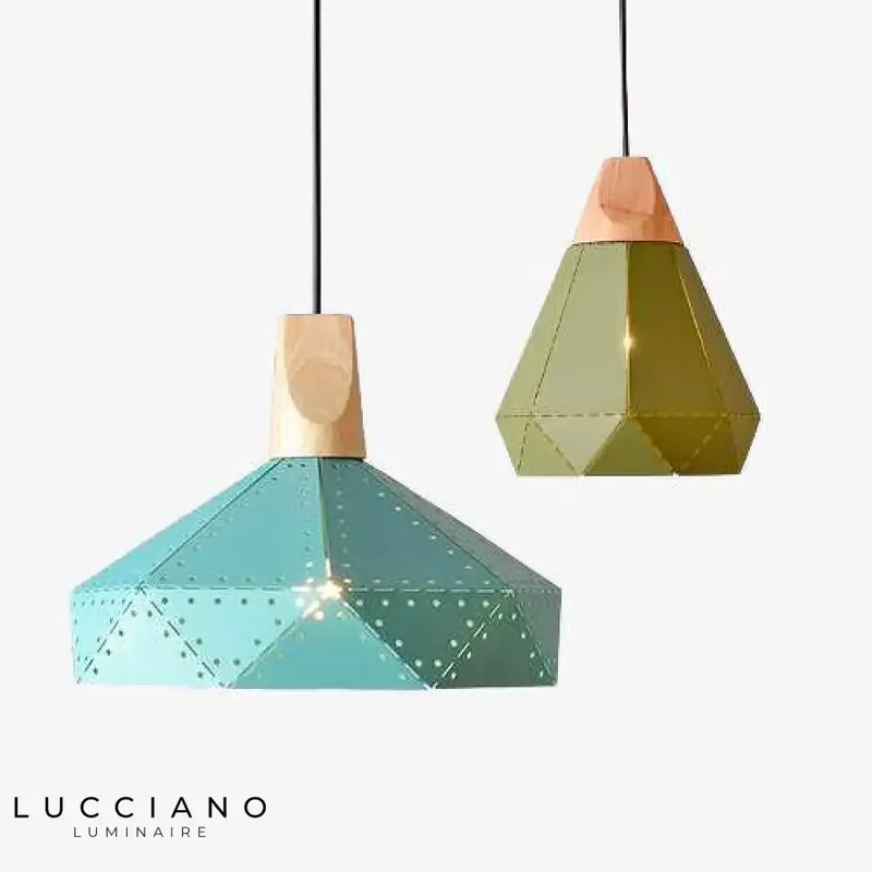 Perforated Metal and Wood Designer Lamp