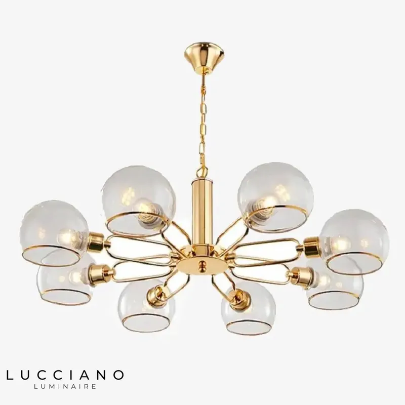 Modern gold chandelier with glass globes