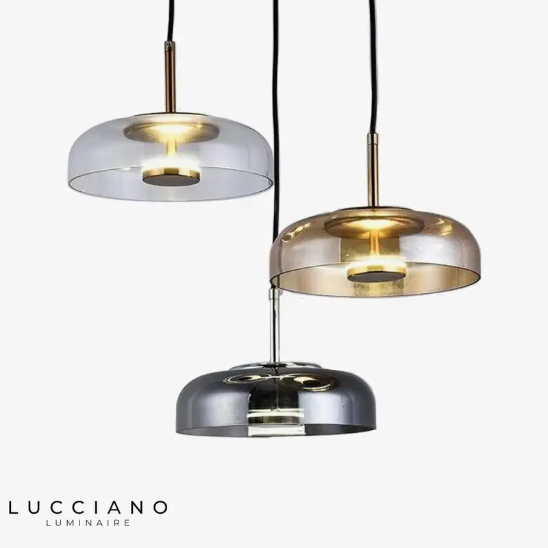 Smoked glass rounded LED pendant light