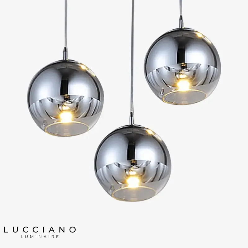 Chrome glass sphere pendant light