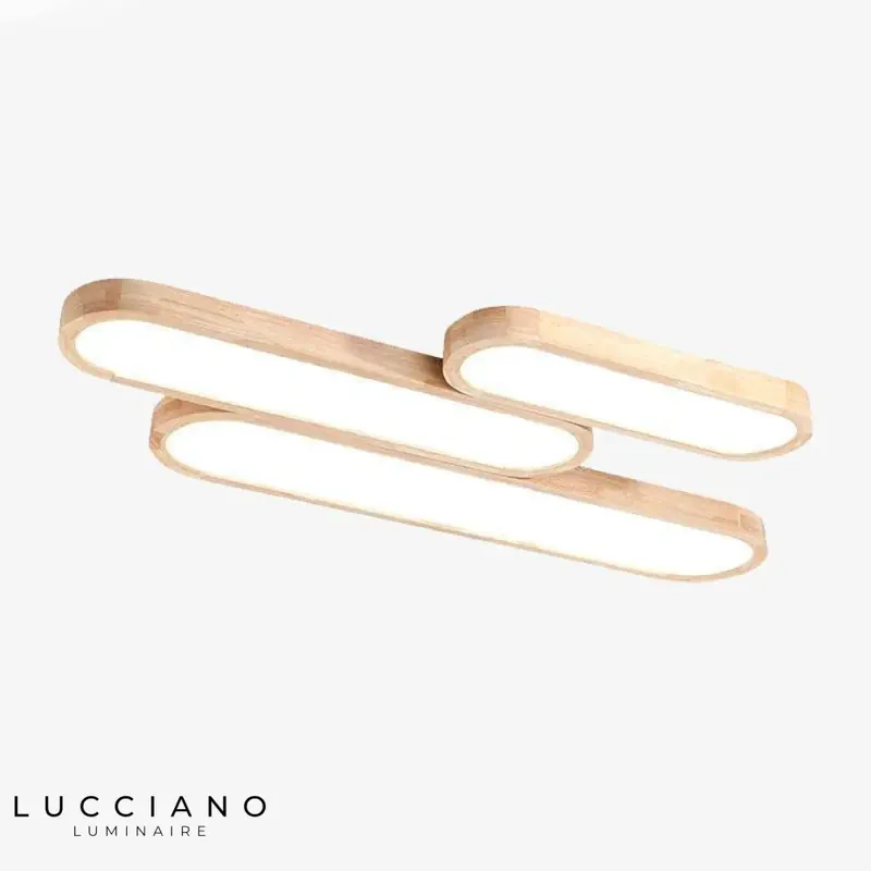 Rounded Tube Wooden LED Ceiling Light