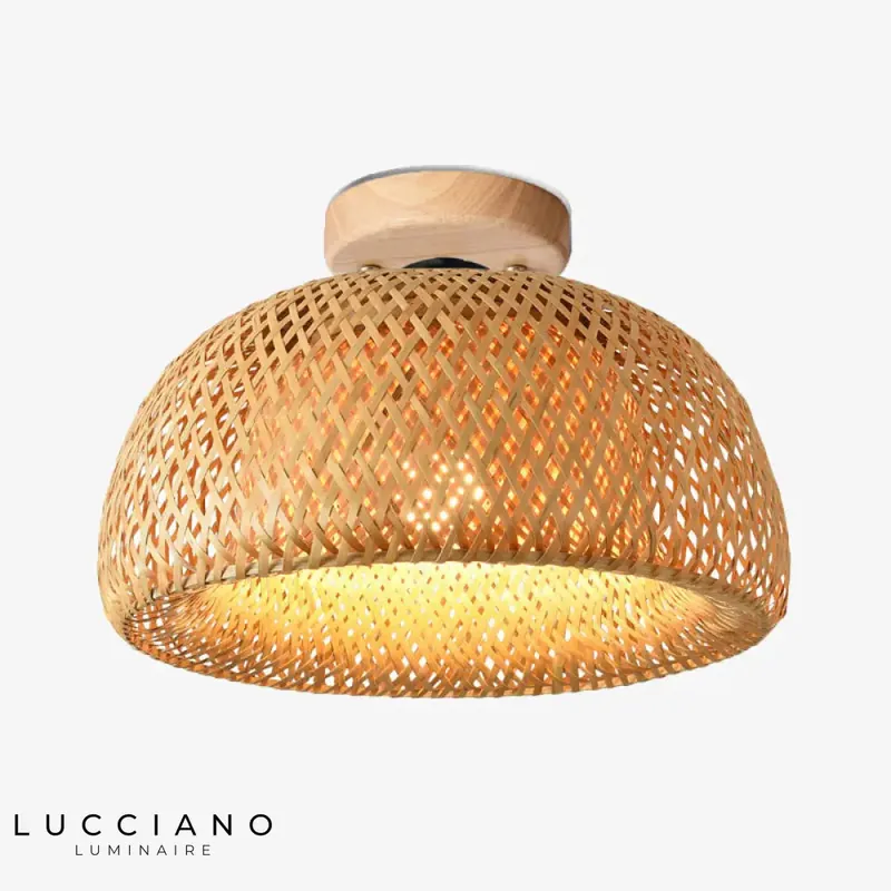 Solferino Round Natural Bamboo Ceiling Light