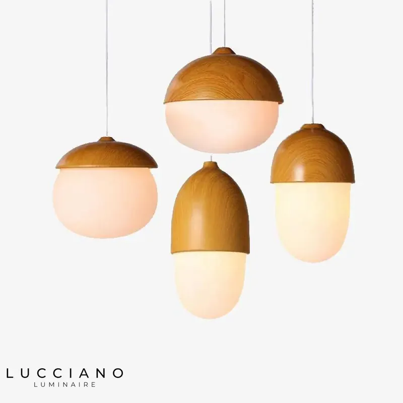 Modern rounded wooden LED pendant light