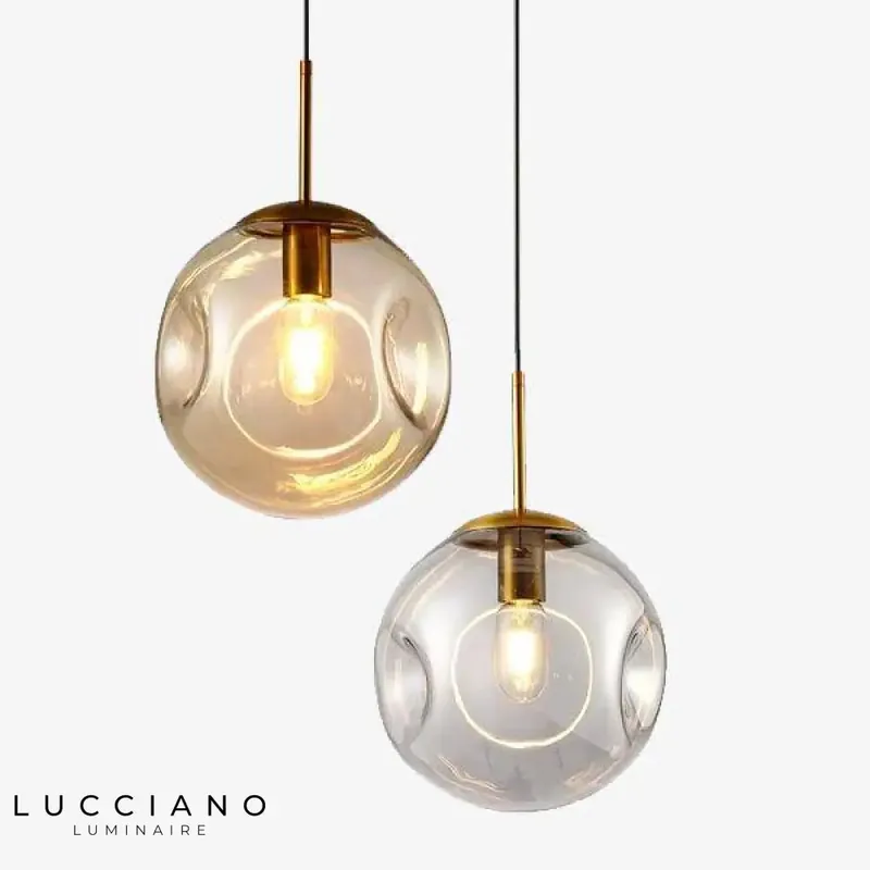 Smoked glass deformed sphere pendant light