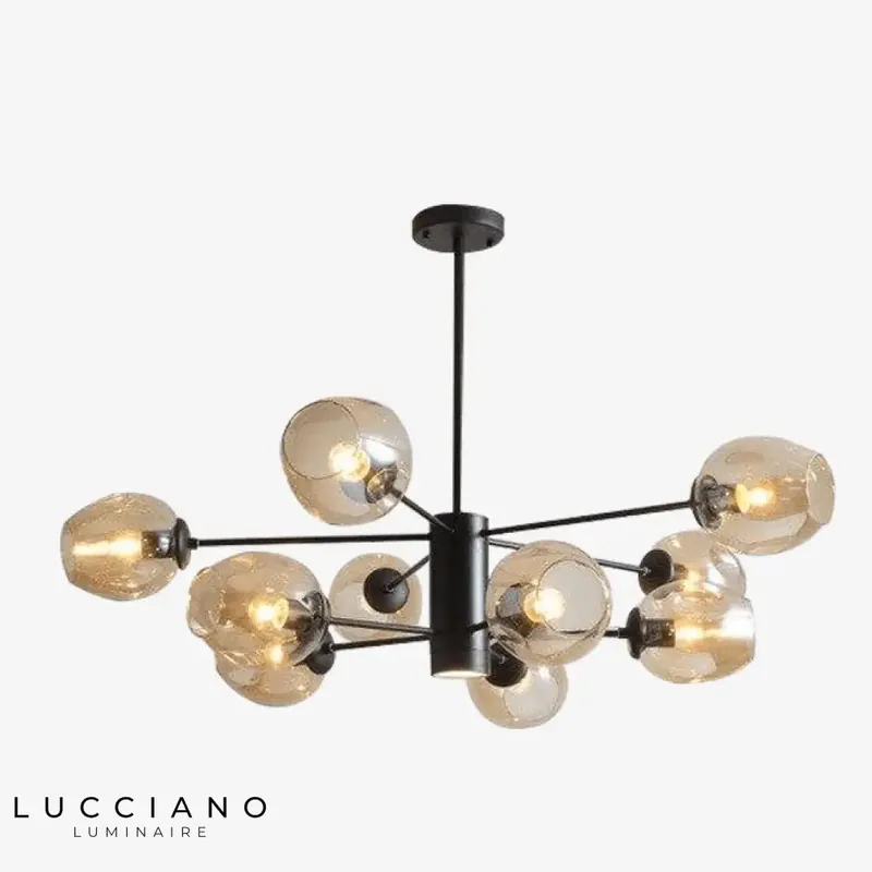 Contemporary chandelier with branches and glass spheres