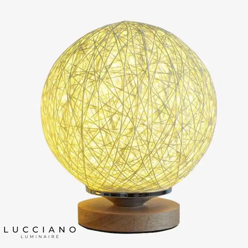 Wooden ball bedside lamp