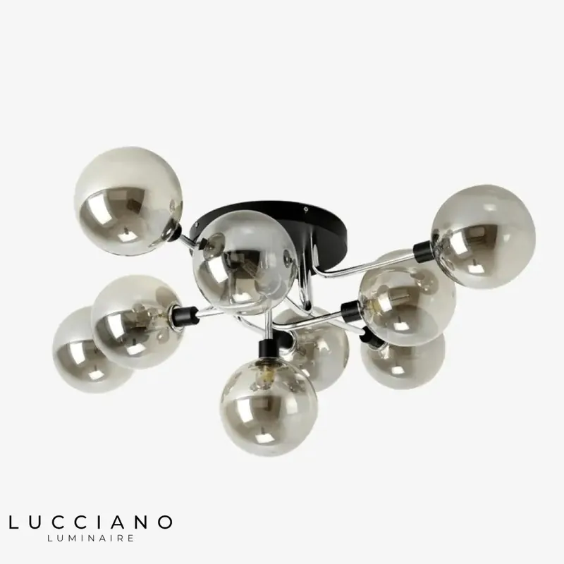 Designer LED ceiling light with glass arms