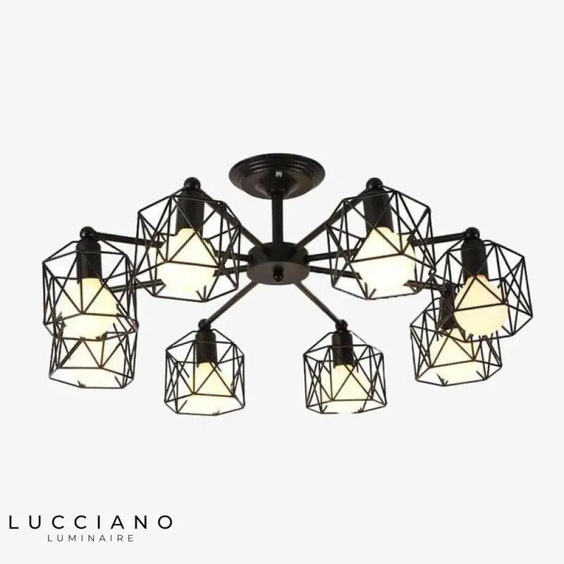 Vintage black cage light fixture