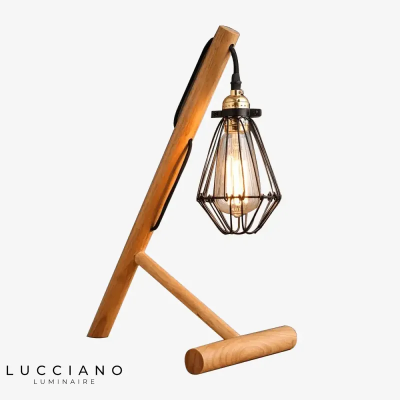 Industrial style wood and metal lamp