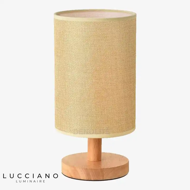 Chromed LED lamp with fabric shade