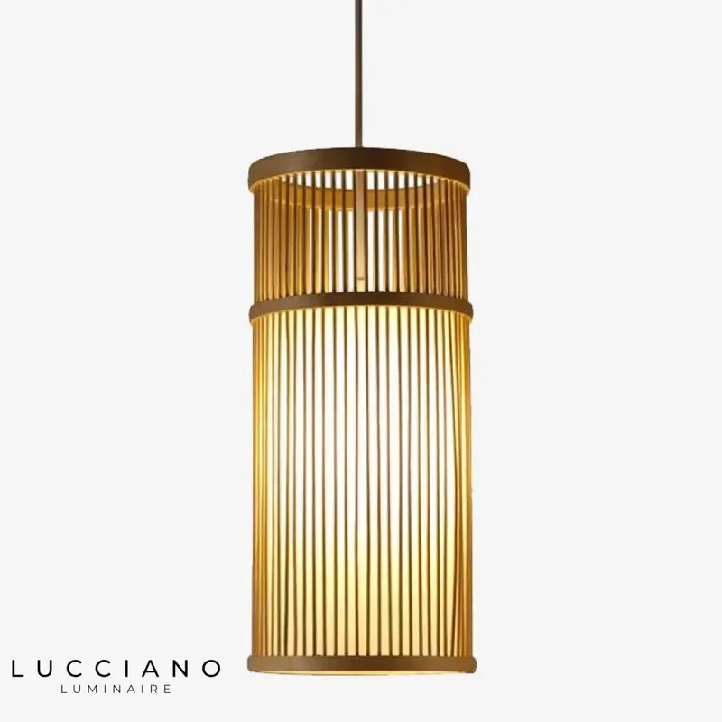 Bamboo Cage LED Cylindrical Pendant Light
