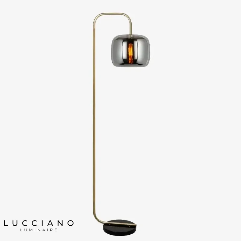 Stone smoked glass designer floor lamp