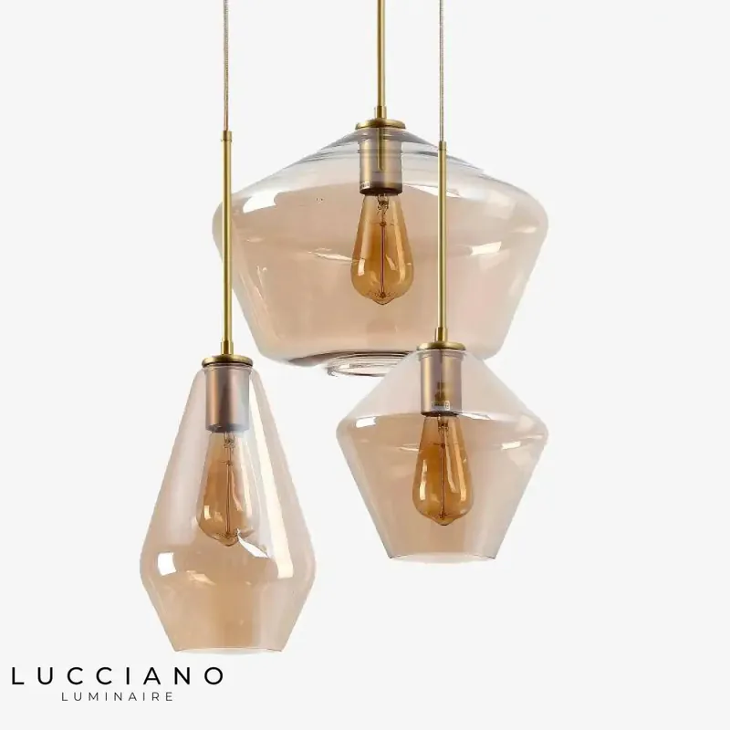 Cognac Brown Glass Pendant Light Assorted Shapes