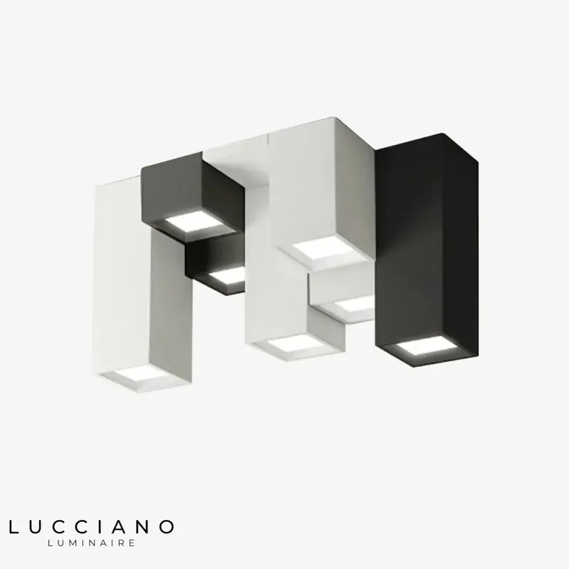 Geometric Black and White LED Ceiling Light