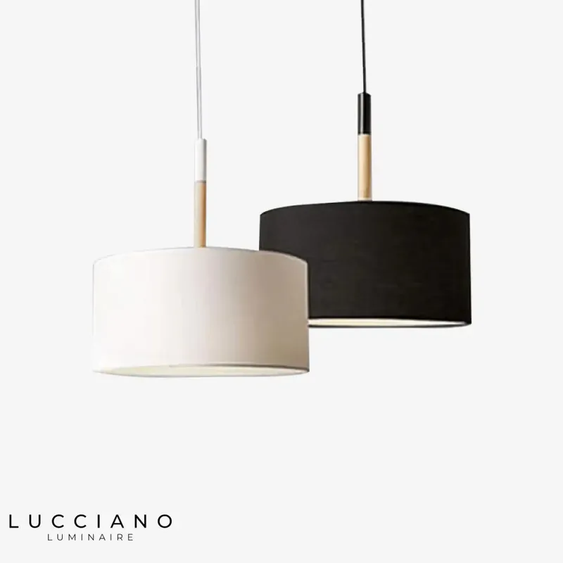 Modern LED fabric wood pendant light