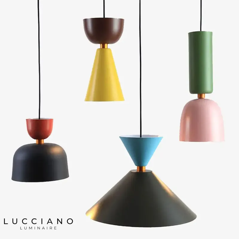 Designer LED pendant lamp with colorful lampshade Topaz