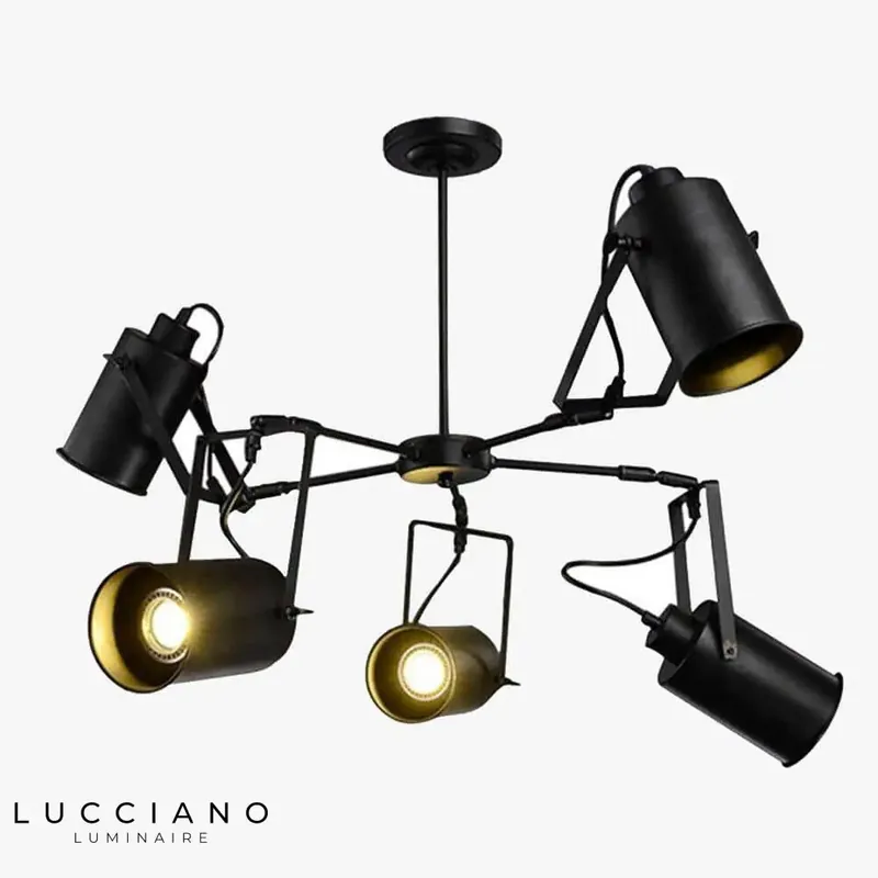 Black retro LED spotlight chandelier Loft