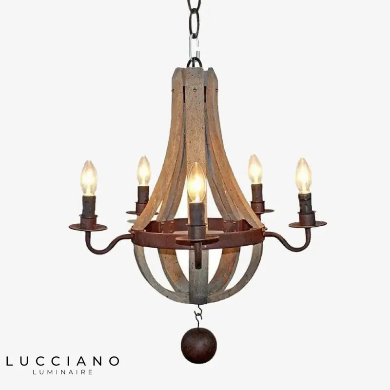 Rustic Wooden Country LED Chandelier