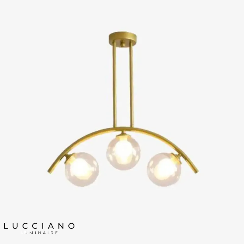 Golden LED Chandelier with Glass Spheres