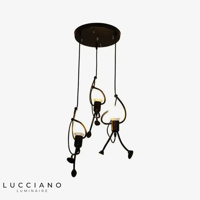 Designer human metal LED pendant light