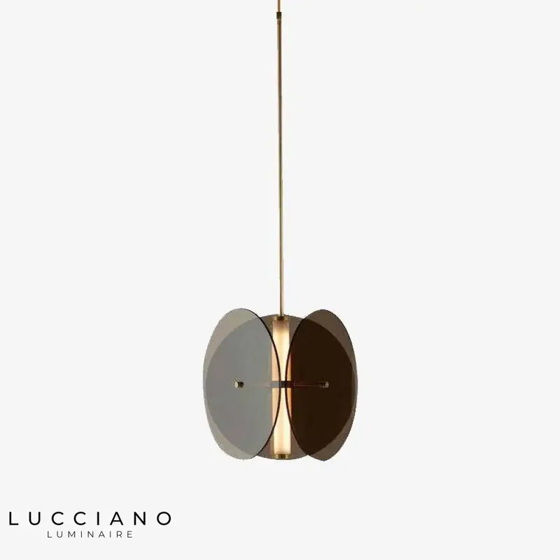 LED pendant light, smoked glass discs