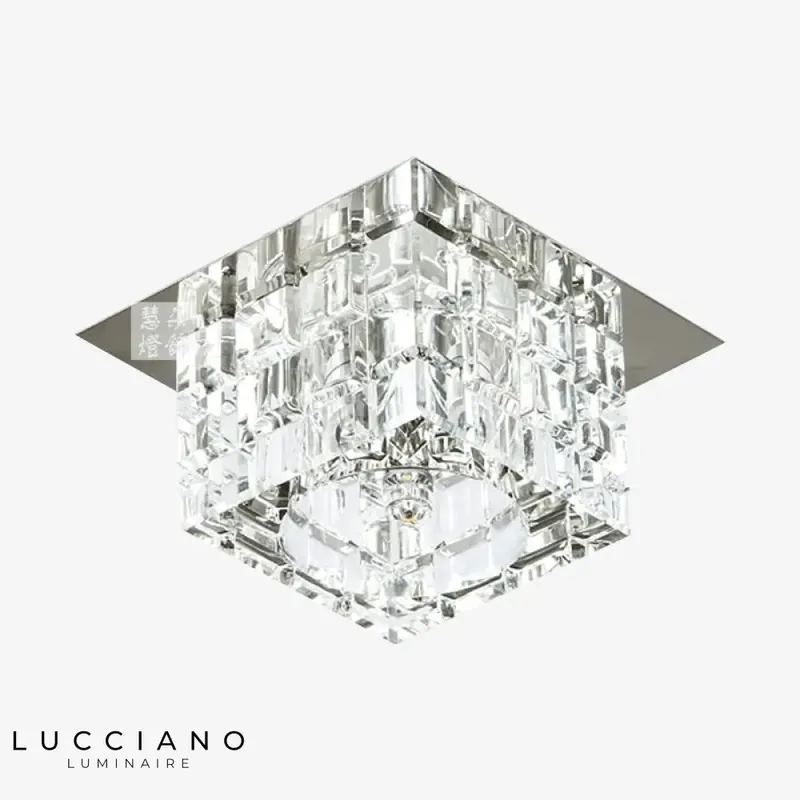 Chrome Cubic Crystal Ceiling Light