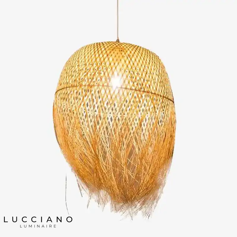 Braided Bamboo Round Japanese Pendant Light