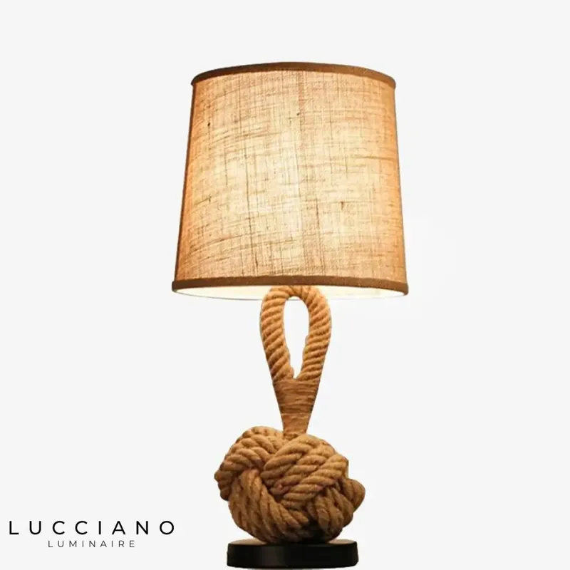 Fabric and rope bedside lamp