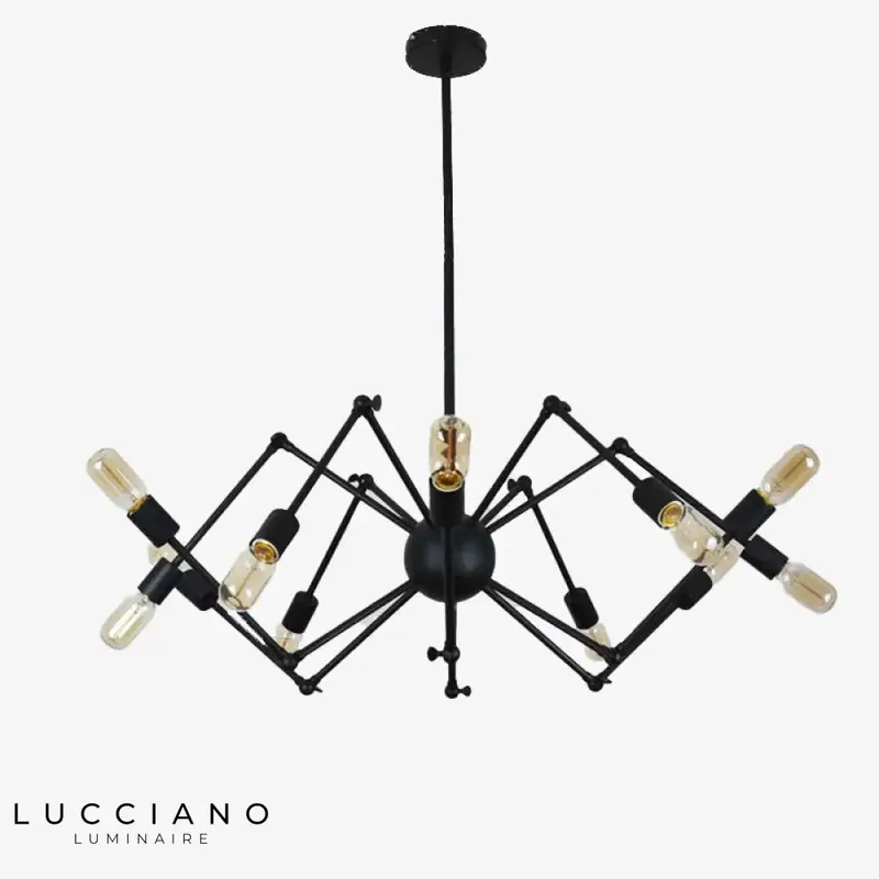 Adjustable articulated metal design chandelier