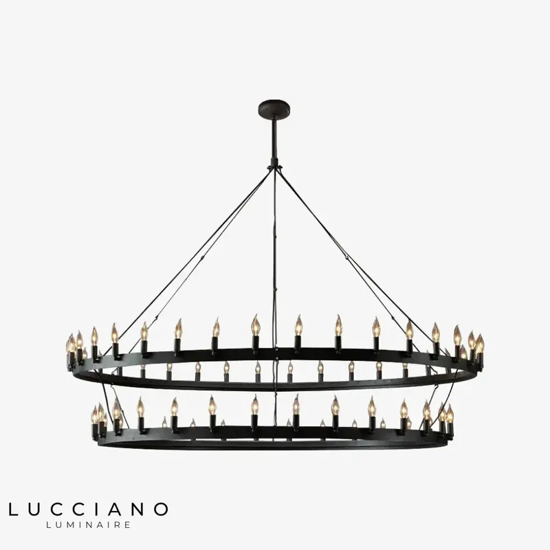 Vintage black metal ring chandelier