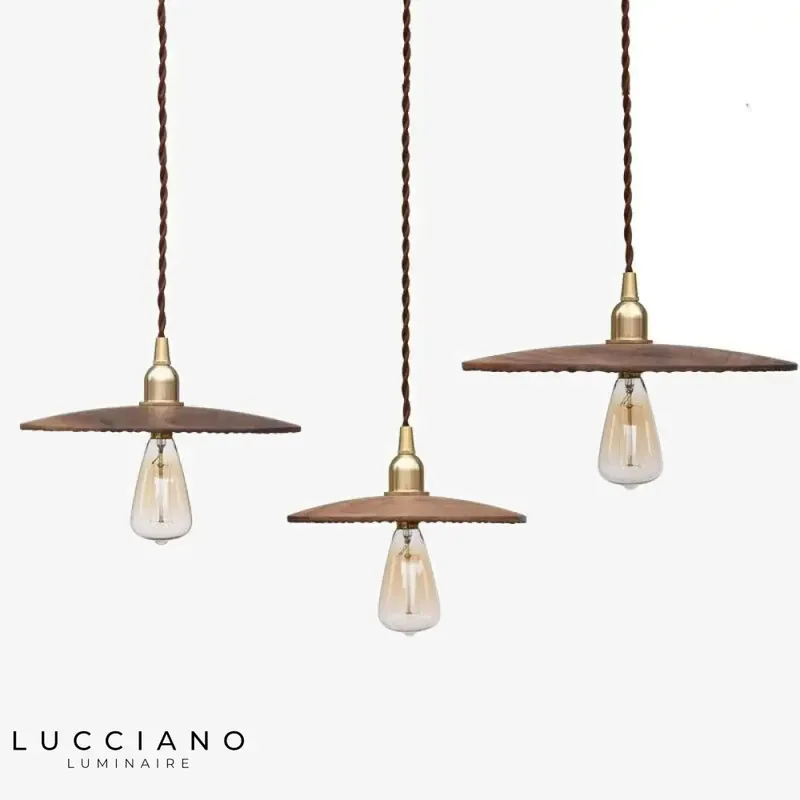 Balyn : Vintage Wood-Iron Round Pendant Light